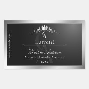 Stylish Black Product Label Silver Frame Monogram