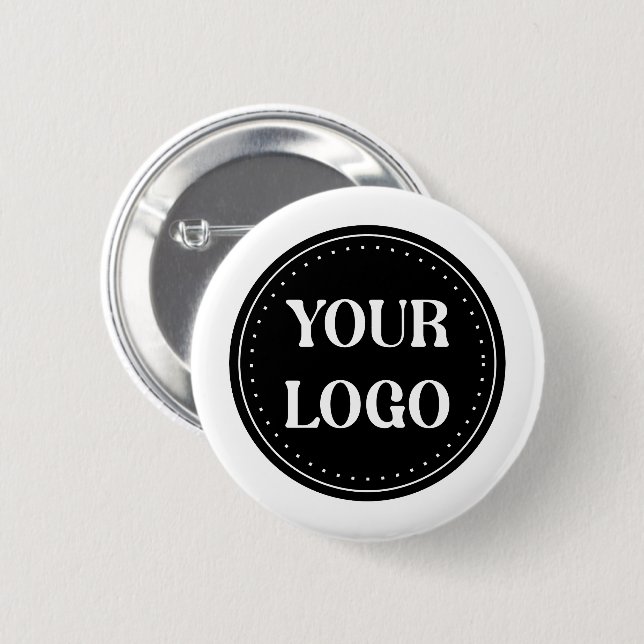 Stylish Black QR Code Design | Elegant Brand Button (Front & Back)