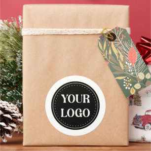 Stylish Black QR Code Design Elegant Brand Classic Round Sticker