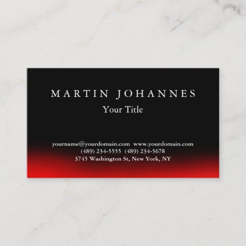 Stylish Black Red Elegant Plain Business Card