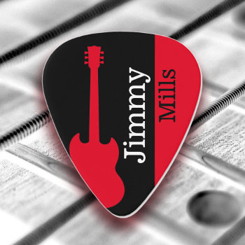 Stylish Black & Red Guitar Pick For Cool Guitarist by mixedworld at Zazzle