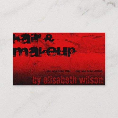 Stylish Black Red Ombre Hair Stylist Makeup Salon Business Card