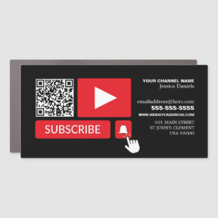 Stylish Black & Red - QR Code, Youtube - Vlogger Car Magnet