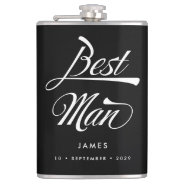 Stylish Black Retro Typography Best Man Groomsmen Flask at Zazzle
