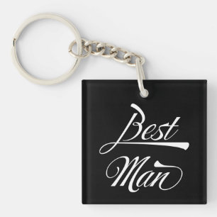 Stylish Black Retro Typography Best Man Groomsmen Keychain