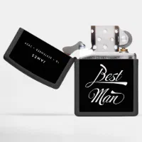 Stylish Black Retro Typography Best Man Groomsmen Zippo Lighter