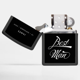 Stylish Black Retro Typography Best Man Groomsmen Zippo Lighter