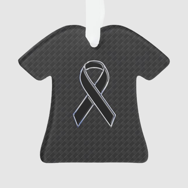 Stylish Black Ribbon Awareness Ornament (Front)
