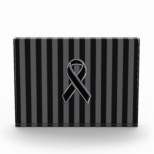 Stylish Black Ribbon Awareness Vertical Stripes Acrylic Award