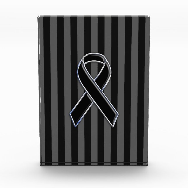 Stylish Black Ribbon Awareness Vertical Stripes Award (Front)