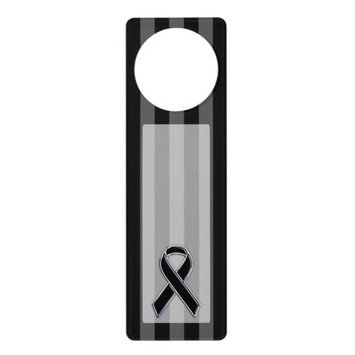 Stylish Black Ribbon Awareness Vertical Stripes Door Hanger