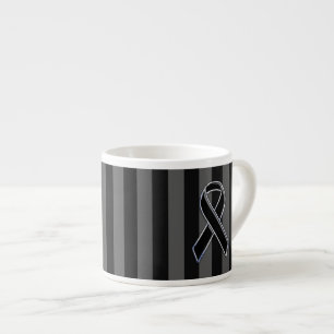 Stylish Black Ribbon Awareness Vertical Stripes Espresso Cup