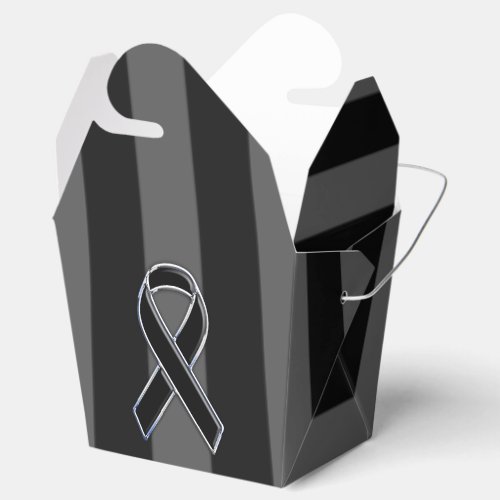 Stylish Black Ribbon Awareness Vertical Stripes Favor Boxes