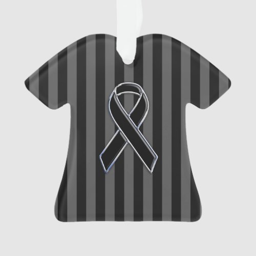 Stylish Black Ribbon Awareness Vertical Stripes Ornament
