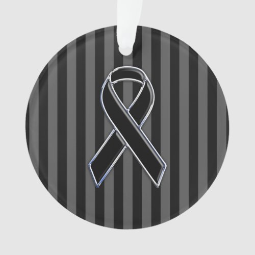 Stylish Black Ribbon Awareness Vertical Stripes Ornament