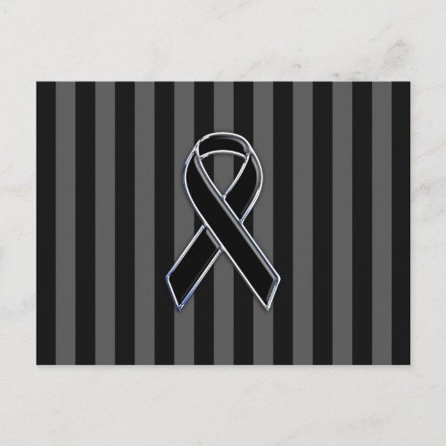 Stylish Black Ribbon Awareness Vertical Stripes Postcard
