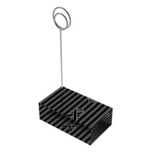 Stylish Black Ribbon Awareness Vertical Stripes Table Card Holder