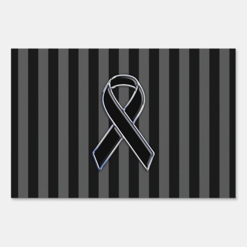 Stylish Black Ribbon Awareness Vertical Stripes Yard Sign