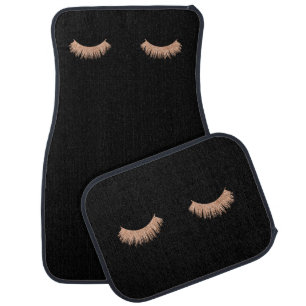 Stylish Black Rose Gold Eyelashes Glam Car Floor Mat