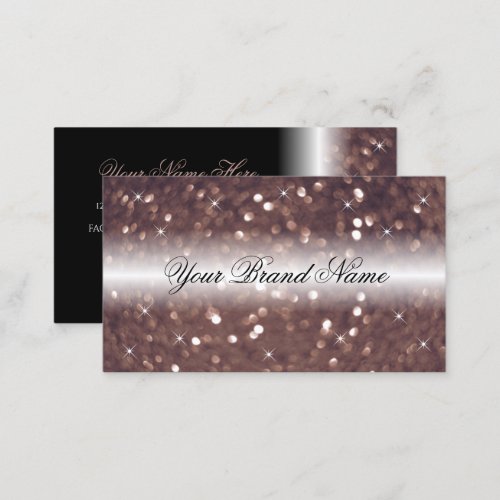 Stylish Black Rose Gold Sparkling Glitter Luxury Business Card