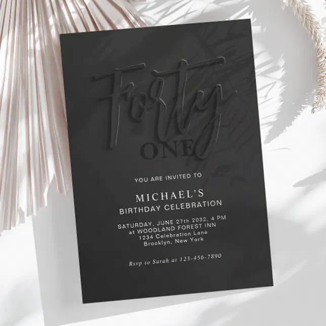 Stylish Black Script Forty 40th Adult Birthday Invitation | Zazzle