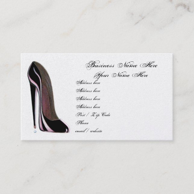Stylish Black Shoe Business Card (Front)
