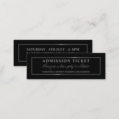 Stylish Black  Silver Admission Ticket