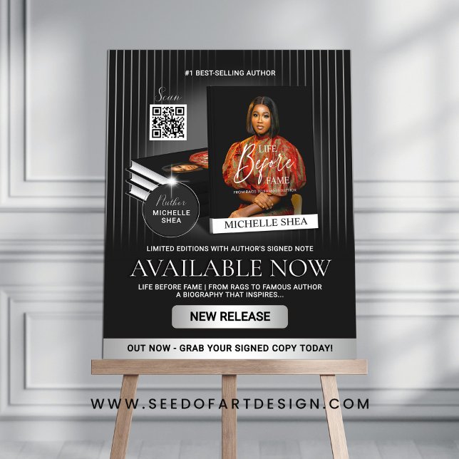 Stylish Black & Silver Book Release Author Sign (Creator Uploaded)