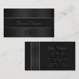 Stylish Black Snake Dark Gray Colored and Initials Business Card