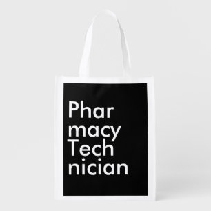 Stylish Black Square Pharmacy Technician Grocery Bag