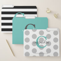 Stylish Black Teal Grey Monogrammed