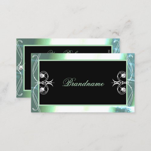 Stylish Black Teal Sparkle Jewels Ornate Ornaments Business Card