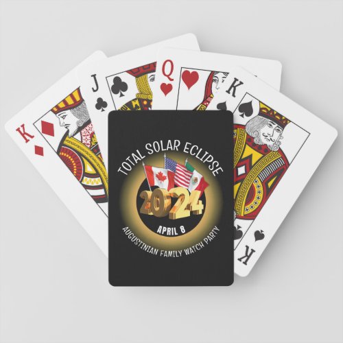 Stylish Black TOTAL SOLAR ECLIPSE 2024 Flags Playing Cards