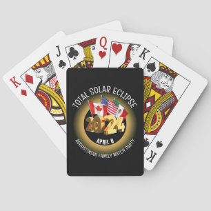 Stylish Black TOTAL SOLAR ECLIPSE 2024 Flags Poker Cards