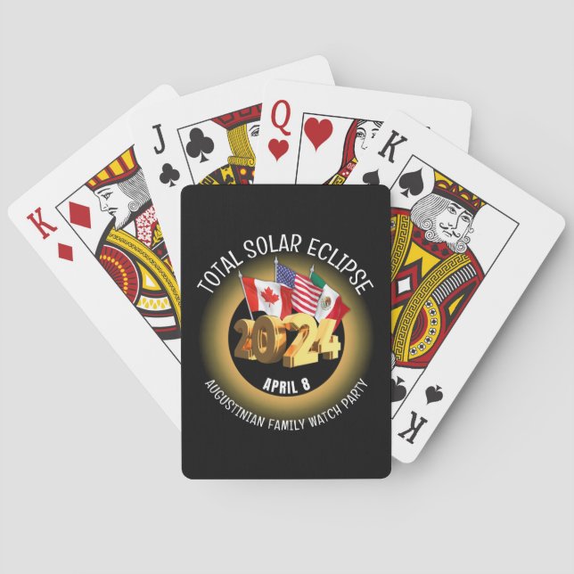 Stylish Black TOTAL SOLAR ECLIPSE 2024 Flags Poker Cards (Back)