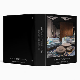 Stylish Black Vacation Rental Guest Guide 3 Ring Binder