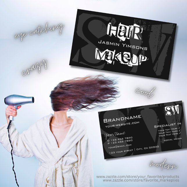 Stylish Black White and Gray with Initials Modern Business Card (Creator Uploaded)