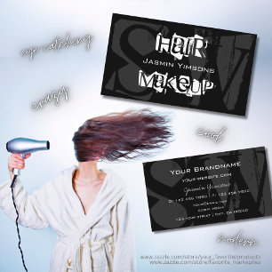 Stylish Black White and Gray with Monogram Modern Business Card