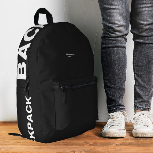 Stylish Black White Bold Minimalist Modern  Printed Backpack