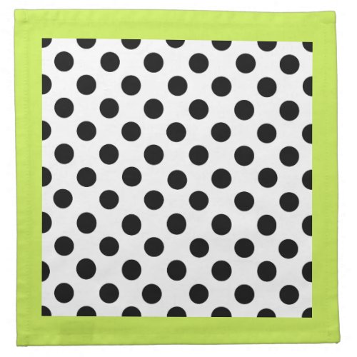 Stylish Black White  Chartreuse Polka Dot Cloth Napkin
