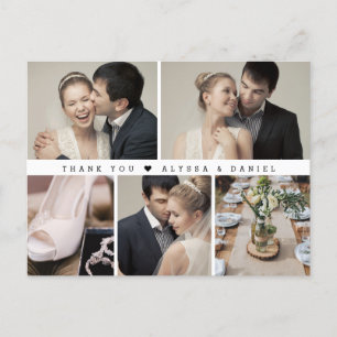 Stylish Black White Chic Wedding Photo Collage  Postcard