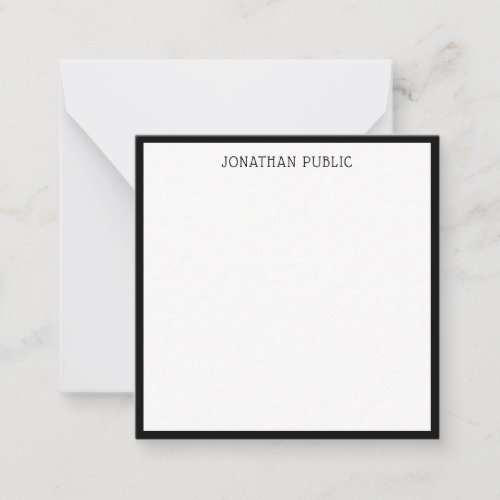 Stylish Black White Classic Calligraphic Typed Note Card