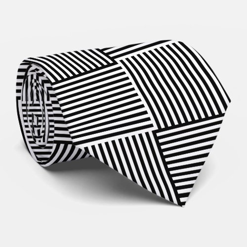 Stylish Black White Color Striped Professional Neck Tie