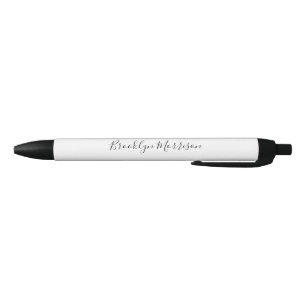 Stylish black white custom script monogram name pen