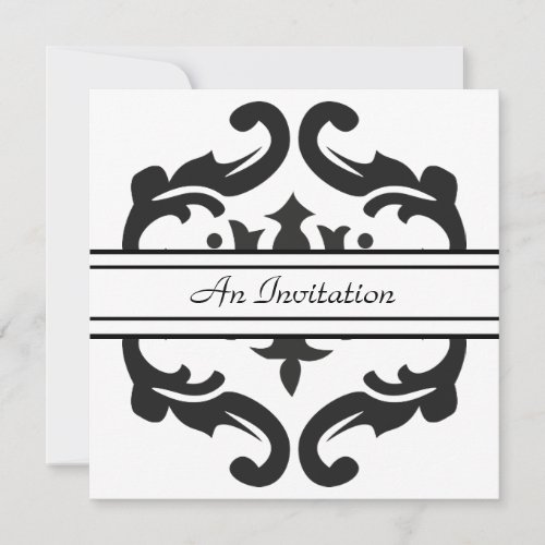 Stylish Black &amp; White Damask Custom Invitations