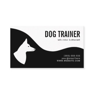 Stylish Black & White Dog Silhouette Dog Trainer Business Card