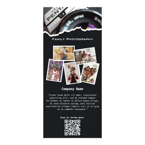 Stylish BlackWhite Family Photography Rack Card
