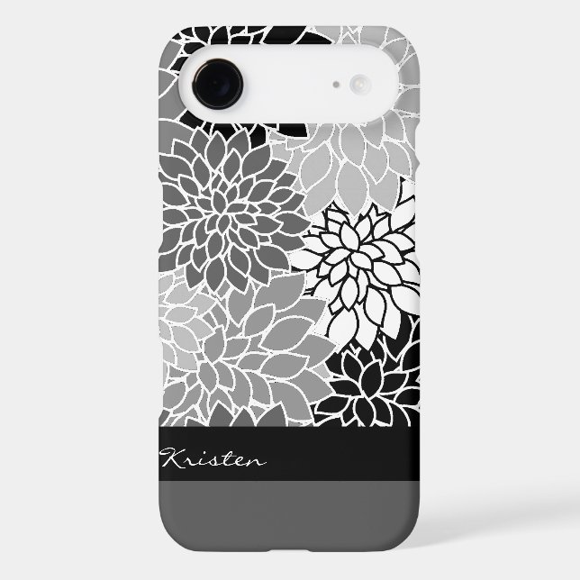Stylish Black & White Floral Pattern Custom Case-Mate Samsung Galaxy Case (Back)