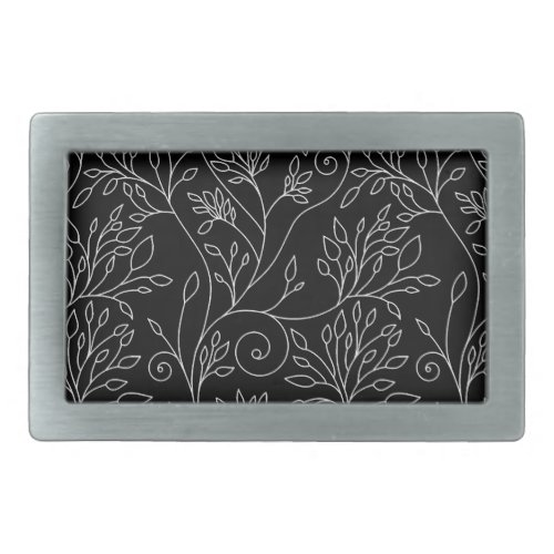 Stylish black white flowers Belt Buckle