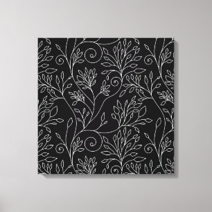 Stylish black white flowers Canvas